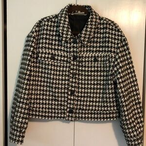 MELLODAY Black and White Houndstooth Cropped Jacket - Large